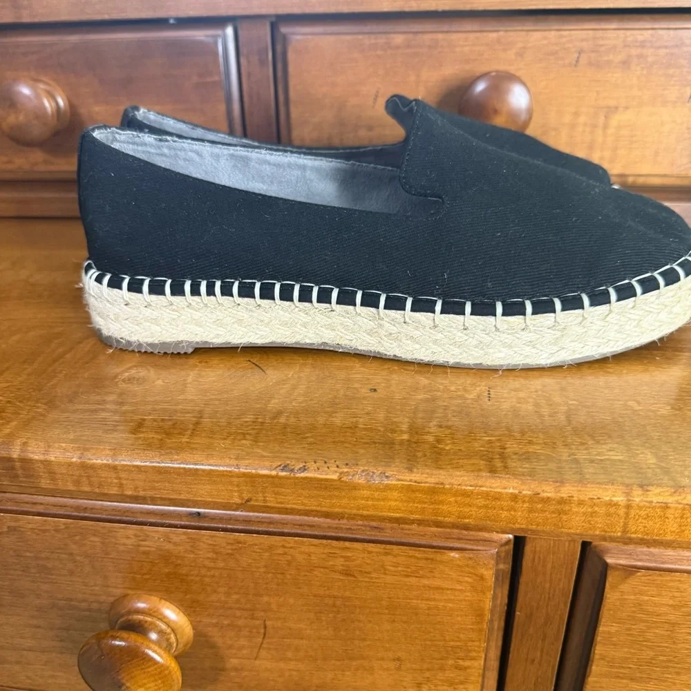 NEW Joie Cara‎ Black Canvas Espadrille Slip-On Flats woman 7.5 Comfort shoe